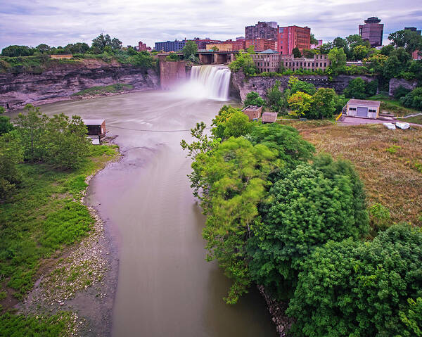 Rochester Poster featuring the photograph Rochester NY High Falls Waterfall Smooth Water by Toby McGuire