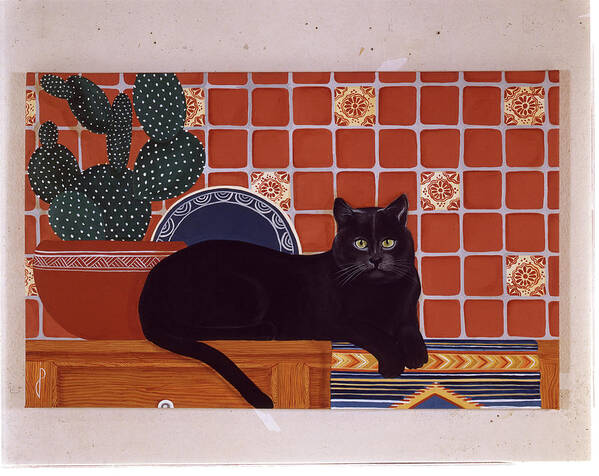 Aka- Some Are Bigger Than Others
Black Cat Lying On A Counter.
Domestic Cats Poster featuring the painting Russian Blue by Jan Panico