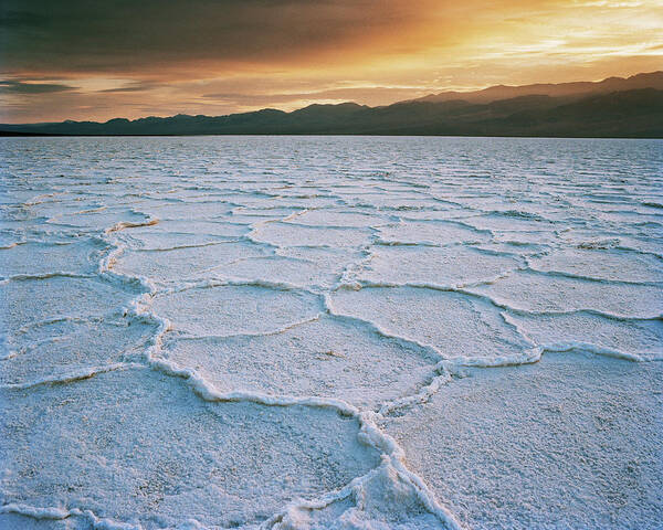 Scenics Poster featuring the photograph Salt Flats At Sunset by Gary Yeowell