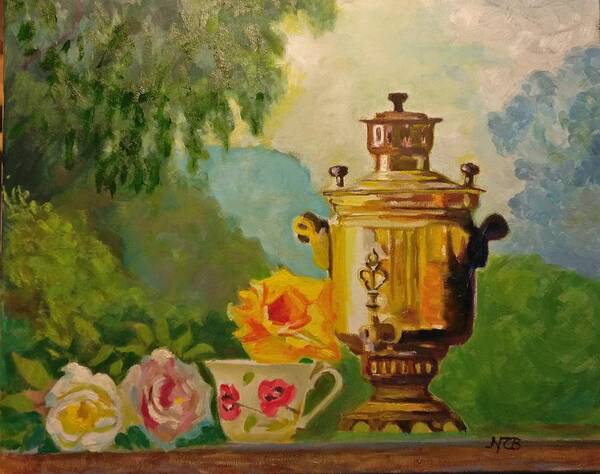 Tea Pot Poster featuring the painting Samovar by Nicolas Bouteneff