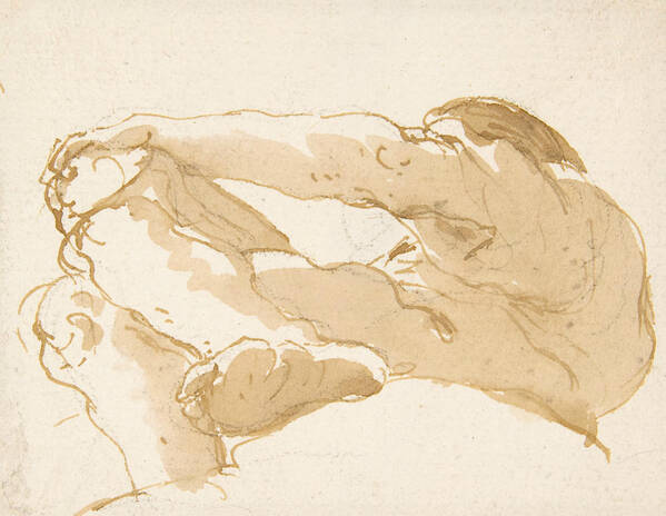 18th Century Art Poster featuring the drawing Seated Man Turned Towards the Left Seen from Below by Giovanni Battista Tiepolo