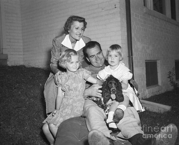 Copy Editor Poster featuring the photograph Senator Richard Nixon And Family Relax by Bettmann