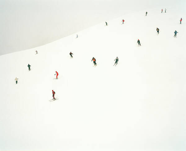 People Poster featuring the photograph Skiers On Slopes by Tim Macpherson