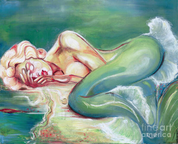  Poster featuring the painting Sleeping Mermaid Ondina by Luana Sacchetti