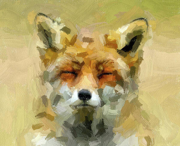 Fox Poster featuring the digital art Sleepy Fox by Tanya Gordeeva
