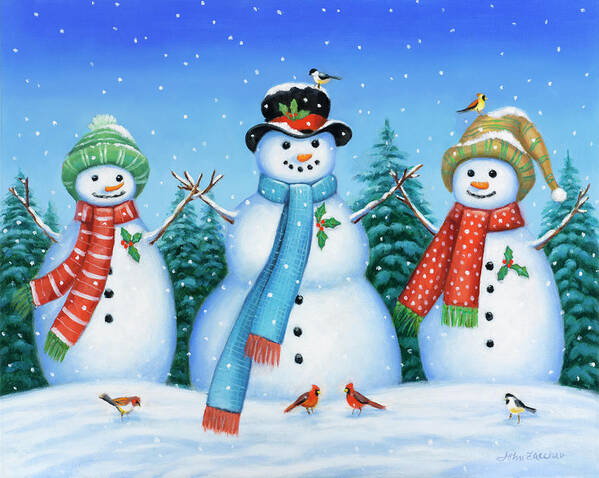 Snowman Ii Poster featuring the painting Snowman II by John Zaccheo