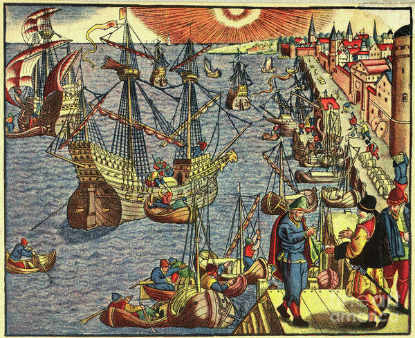 Art Poster featuring the photograph Spanish Travelers Leaving Port In Lisbon by Bettmann