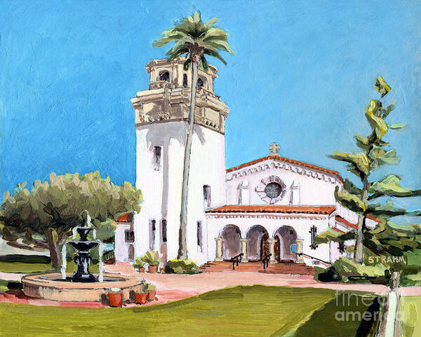 St James Poster featuring the painting St. James By-the-Sea Episcopal Church La Jolla San Diego California by Paul Strahm