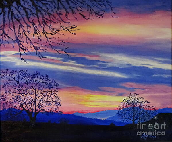Sunset Oregon Poster featuring the painting Sunset in the Country by Lisa Rose Musselwhite