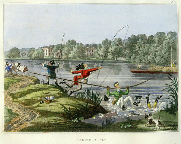 Fishing Poster featuring the mixed media Taking a Fly by unsigned attributed to Edward Barnard