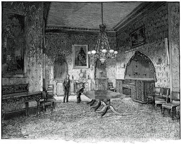 Engraving Poster featuring the drawing The Dining Room, Kilkenny House by Print Collector