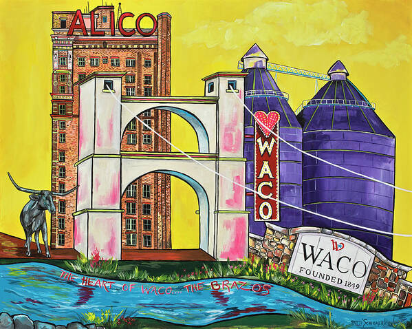Waco Poster featuring the painting The Heart Of Waco by Patti Schermerhorn