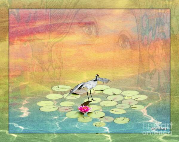  Poster featuring the digital art The Lily Pond Mirrored by Gena Livings