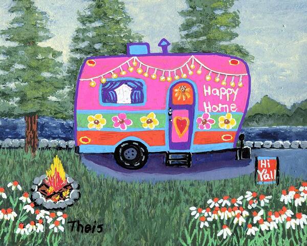 Travel Trailer Poster featuring the painting The Perfect Spot by Suzanne Theis