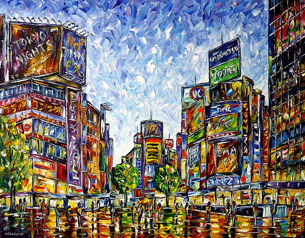 Tokyo Abstract Poster featuring the painting Tokyo by Mirek Kuzniar