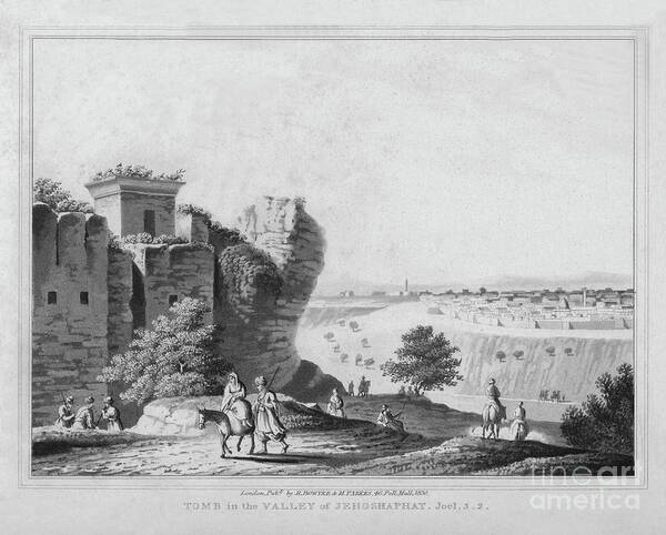 Engraving Poster featuring the drawing Tomb In The Valley Of Jehoshaphat by Print Collector