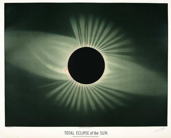 Sun Poster featuring the painting Total eclipse of the sun from the Trouvelot by MotionAge Designs