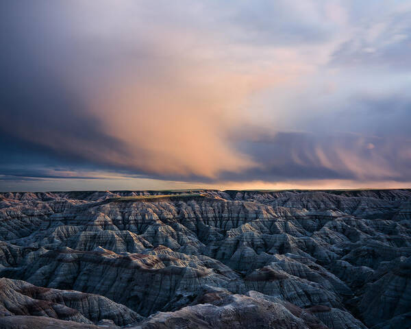 Badlands Poster featuring the photograph Twilight Over Badlands by John Fan