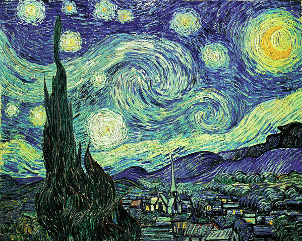 Van Gogh-starry Night Poster featuring the mixed media Van Gogh-starry Night by Portfolio Arts Group