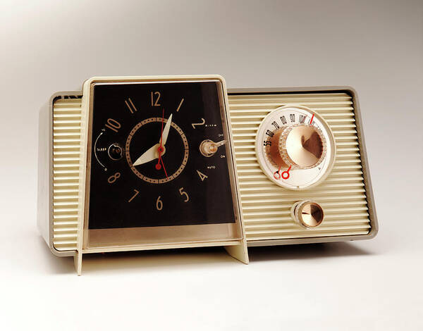 Alarm Clock Poster featuring the drawing Vintage Clock Radio by CSA Images