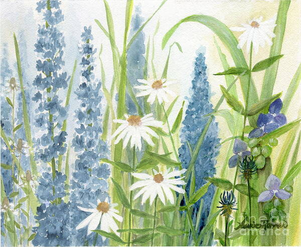 Flowers Poster featuring the painting Watercolor Blue Flowers by Laurie Rohner