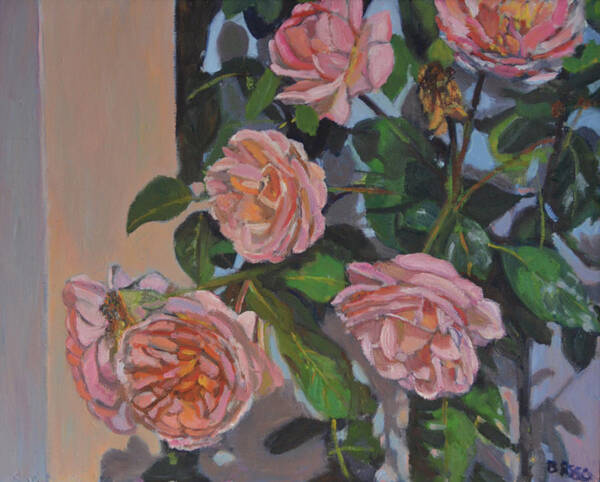 Wellfleet Roses Poster featuring the painting Wellfleet Roses by Beth Riso