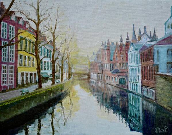 Belgium Poster featuring the painting Winter Evening in Bruges by Dai Wynn