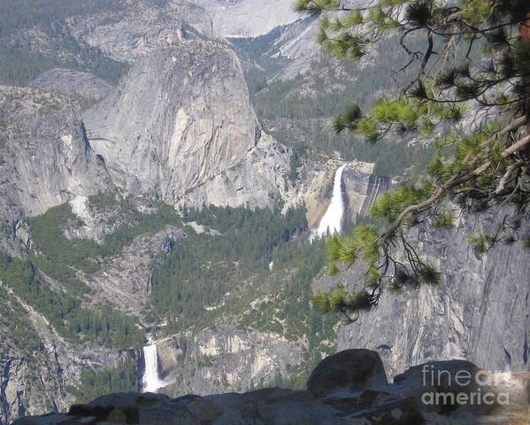 Yosemite Poster featuring the photograph Yosemite National Park Glacier Point Overlooking Twin Waterfalls by John Shiron
