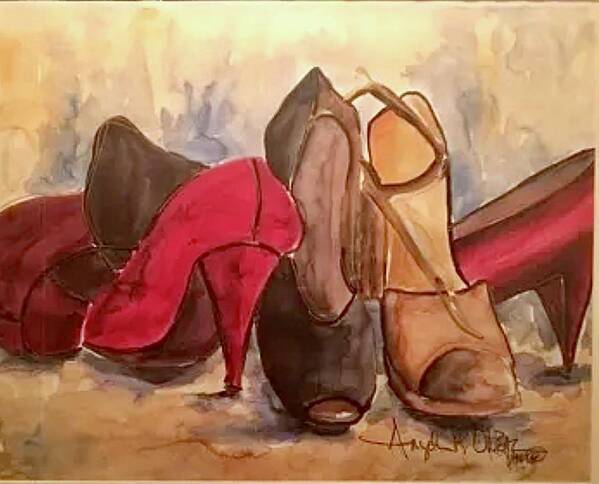  Poster featuring the painting Dress shoes #1 by Angie ONeal