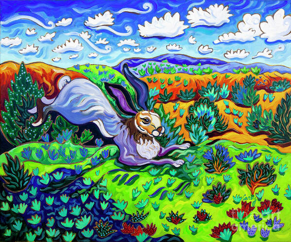 Santa Fe Paintings Poster featuring the painting Out Where the Lean Jack Hops Along #1 by Cathy Carey