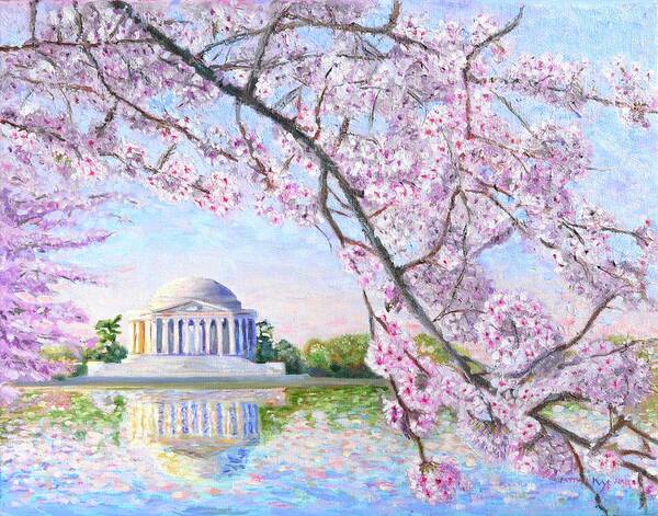 Jefferson Memorial Poster featuring the painting Washington DC Cherry Blossoms #1 by Patty Kay Hall