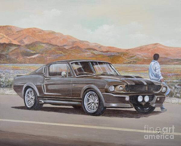 1967 Ford Mustang Fastback Poster featuring the painting 1967 Ford Mustang Fastback by Sinisa Saratlic
