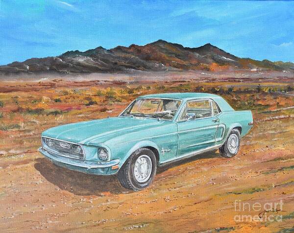 1968 Ford Mustang Painting Poster featuring the painting 1968 Ford Mustang by Sinisa Saratlic