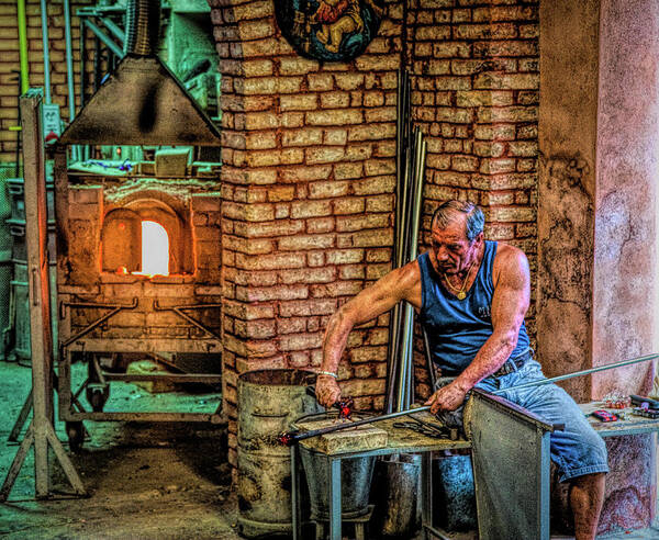 Blower Poster featuring the photograph Glass Blower in Murano #2 by Darryl Brooks