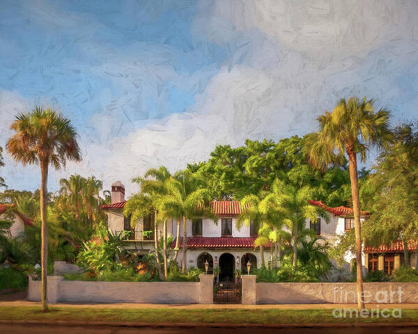 613 W Venice Ave Poster featuring the photograph 613 W Venice Ave, Venice, Florida, Painterly 3 by Liesl Walsh