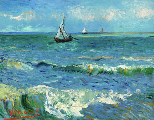Vincent Van Gogh Poster featuring the painting Seascape near Les Saintes-Maries-de-la-Mer #9 by Vincent van Gogh