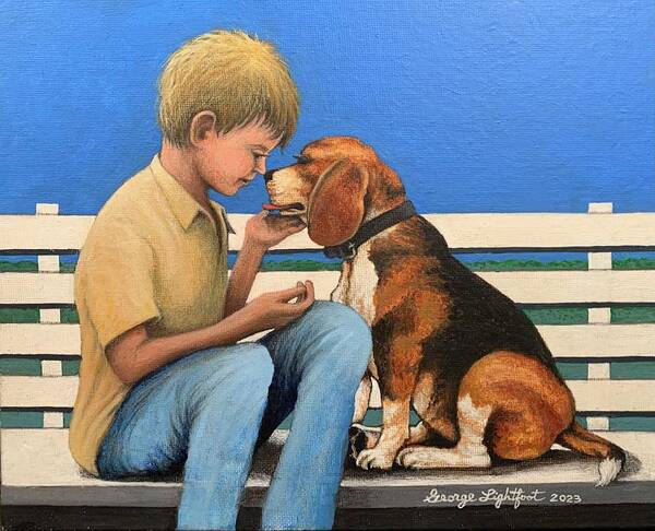 Character Study Poster featuring the painting A Dog and his Boy by George Lightfoot