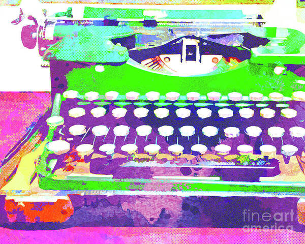 Typewriter Poster featuring the mixed media Abstract Watercolor - VintageTypewriter by Chris Andruskiewicz