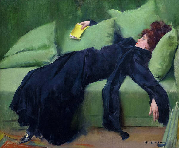 Ramon Casas Poster featuring the painting After the ball, Decadent young woman by Ramon Casas