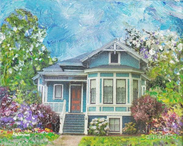 Alameda Historical Poster featuring the painting Alameda 1884 - EastLake Cottage by Linda Weinstock