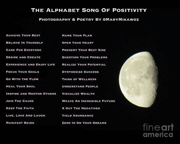 Canada Poster featuring the photograph Alphabet Song of Positivity by Mary Mikawoz