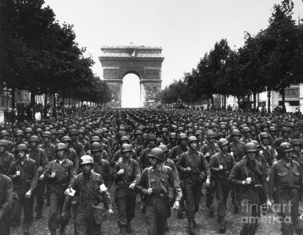  Poster featuring the photograph American Troops In Paris, 1944. by Granger
