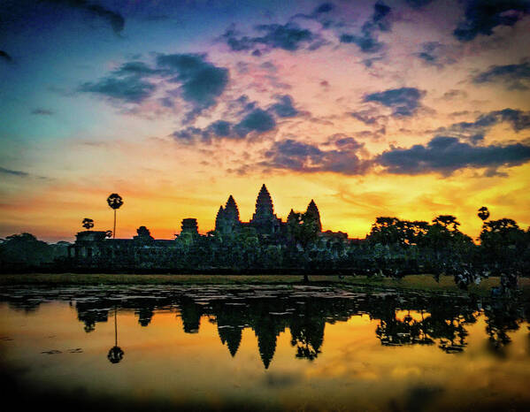 Angkor Wat Poster featuring the photograph Angkor Wat Sunrise by Christine Ley