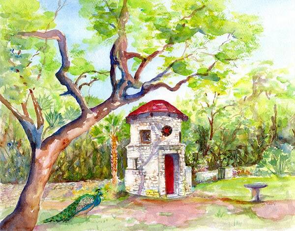 Austin Poster featuring the painting Austin Texas Mayfield Park by Carlin Blahnik CarlinArtWatercolor
