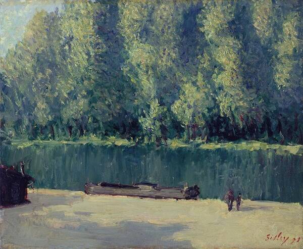Background Poster featuring the painting Banks of the Loing, 1891 by Alfred Sisley by MotionAge Designs