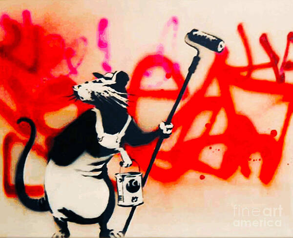 Banksy painting rat Poster