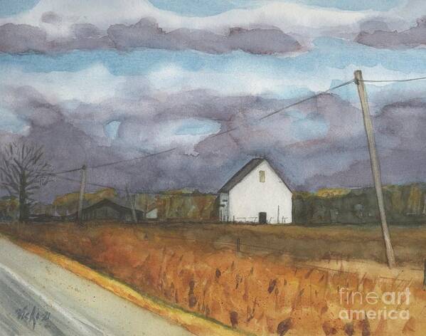 Barn Poster featuring the painting Barn in Field by Vicki B Littell