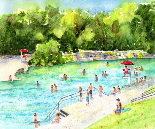 Austin Poster featuring the painting Barton Springs Pool by Carlin Blahnik CarlinArtWatercolor