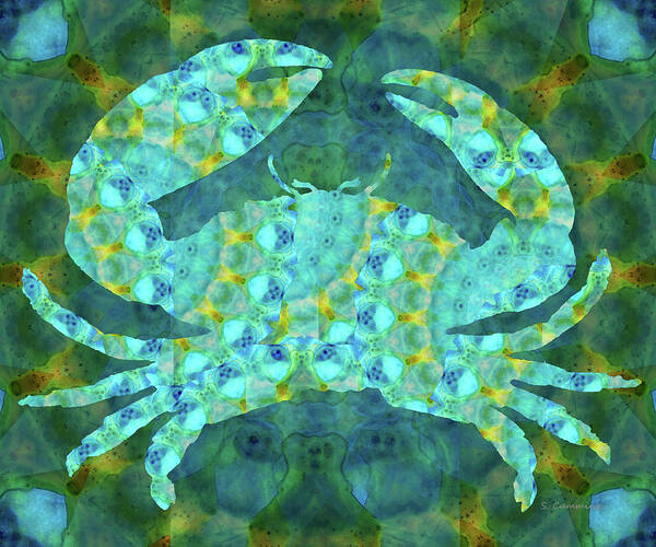 Crab Poster featuring the painting Beach Art - Mandala Crab - Sharon Cummings by Sharon Cummings