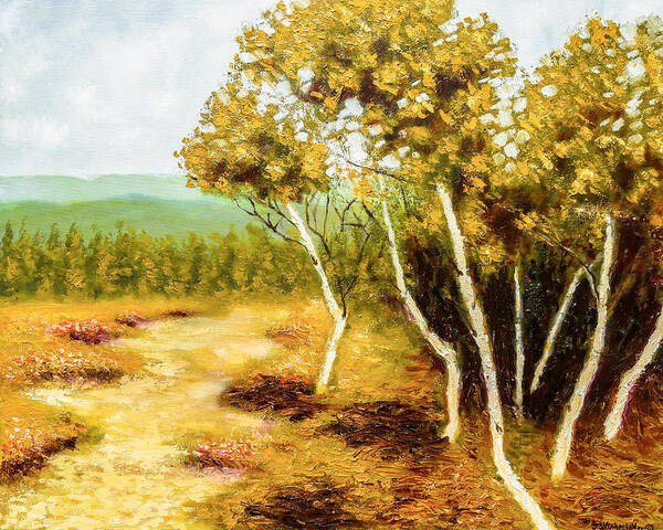 Landscape Poster featuring the painting Big Pocono Birches by Jason Williamson